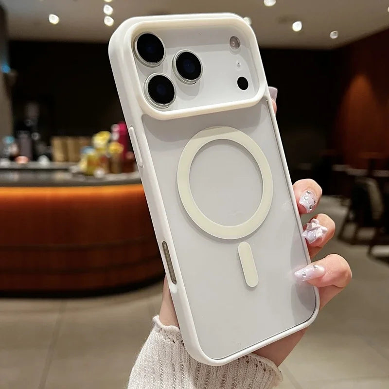 Luxury Magnetic Hard Phone Case for iPhone 17 Air Pro Max Magsafe Wireless Charge Transparent Funda
