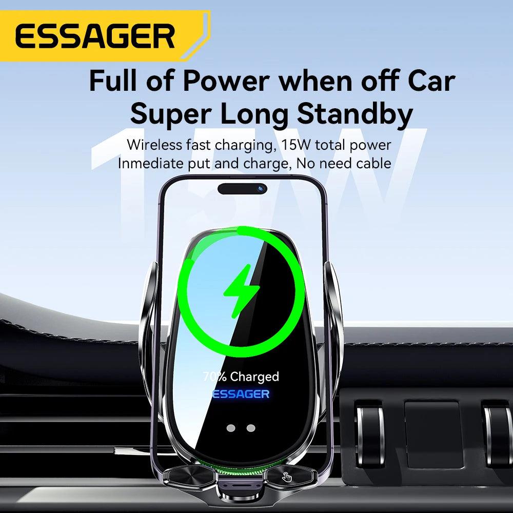 Wireless Car Charger Mount – Fast 15W Charging, Auto Lock, Compatible with All Smartphones | ORMEA