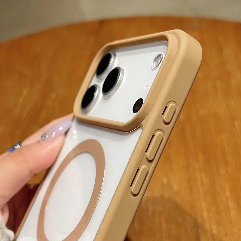 Luxury Magnetic Hard Phone Case for iPhone 17 Air Pro Max Magsafe Wireless Charge Transparent  Funda