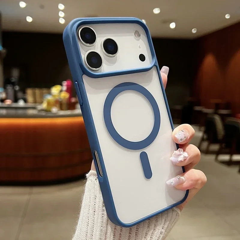Luxury Magnetic Hard Phone Case for iPhone 17 Air Pro Max Magsafe Wireless Charge Transparent  Funda