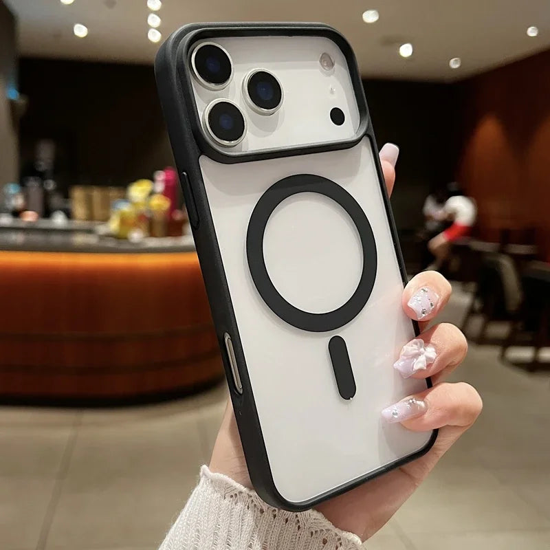 Luxury Magnetic Hard Phone Case for iPhone 17 Air Pro Max Magsafe Wireless Charge Transparent  Funda