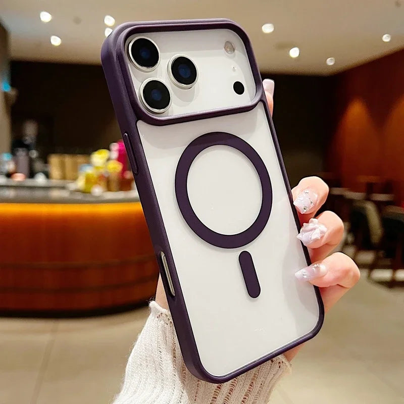 Luxury Magnetic Hard Phone Case for iPhone 17 Air Pro Max Magsafe Wireless Charge Transparent  Funda