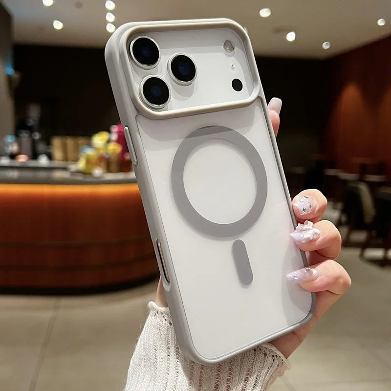 Luxury Magnetic Hard Phone Case for iPhone 17 Air Pro Max Magsafe Wireless Charge Transparent  Funda