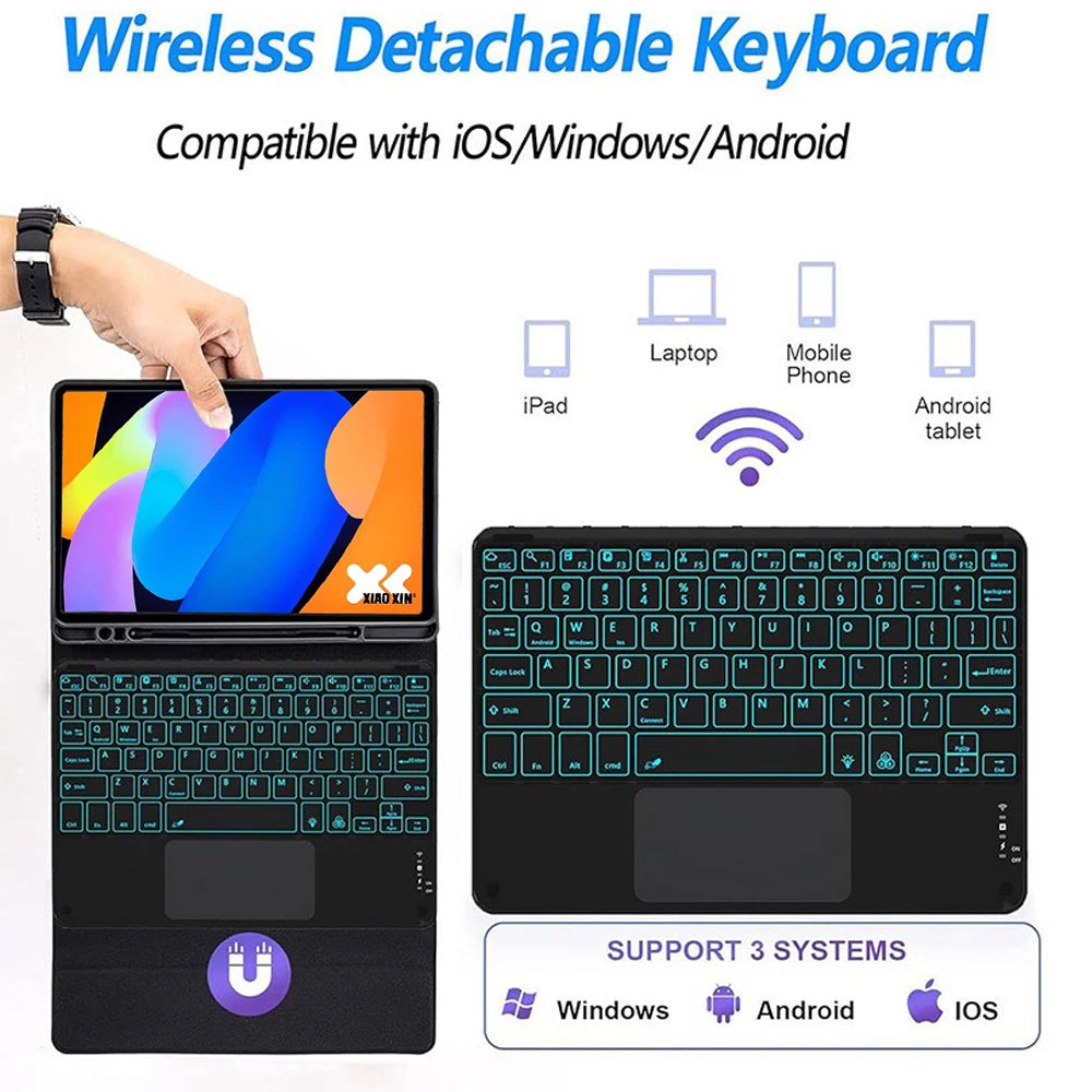 Case for Lenovo Tab M11 11inch,Bluetooth Keyboard cover for Xiaoxin Pad 11 in 2024/2025,for Lenovo Idea Tab 11 Smart Stand Cover