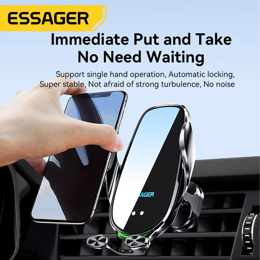 Wireless Car Charger Mount – Fast 15W Charging, Auto Lock, Compatible with All Smartphones | ORMEA