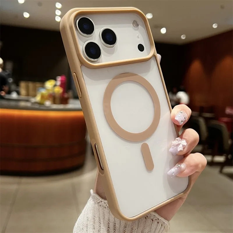 Luxury Magnetic Hard Phone Case for iPhone 17 Air Pro Max Magsafe Wireless Charge Transparent  Funda