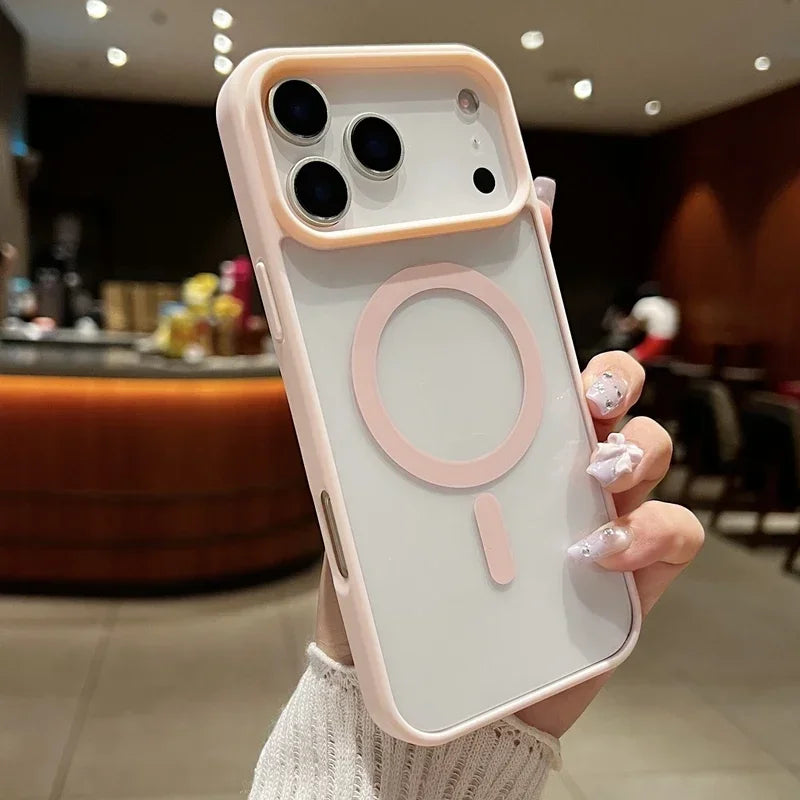 Luxury Magnetic Hard Phone Case for iPhone 17 Air Pro Max Magsafe Wireless Charge Transparent  Funda
