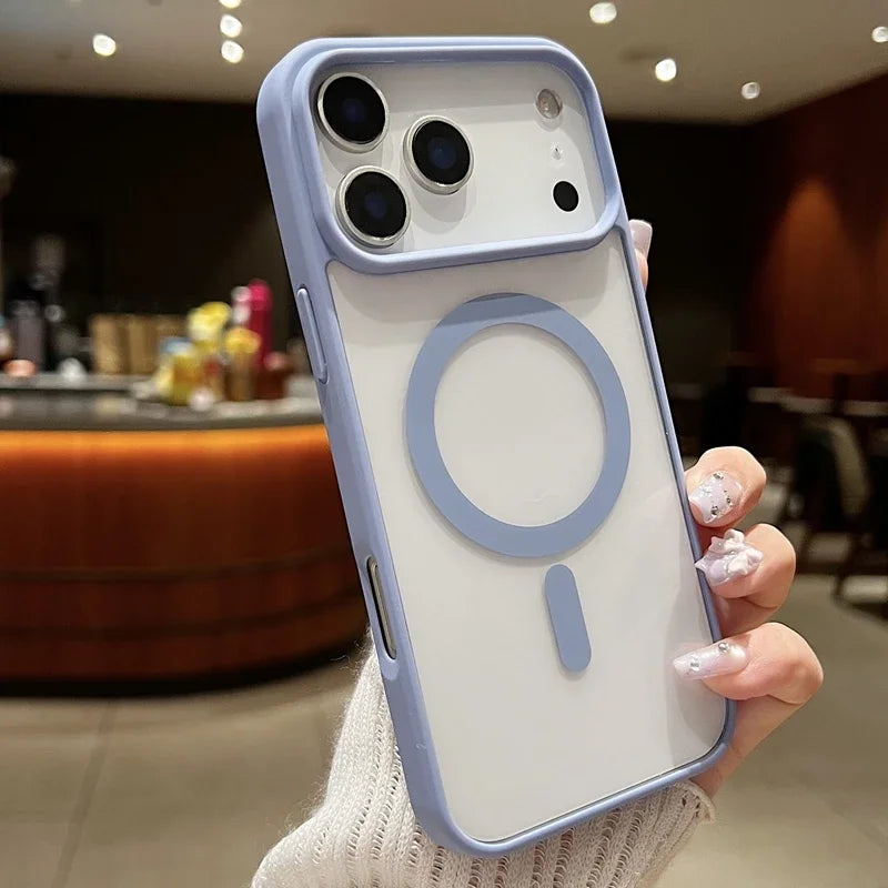 Luxury Magnetic Hard Phone Case for iPhone 17 Air Pro Max Magsafe Wireless Charge Transparent  Funda