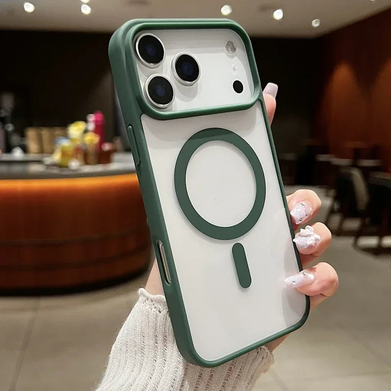 Luxury Magnetic Hard Phone Case for iPhone 17 Air Pro Max Magsafe Wireless Charge Transparent  Funda