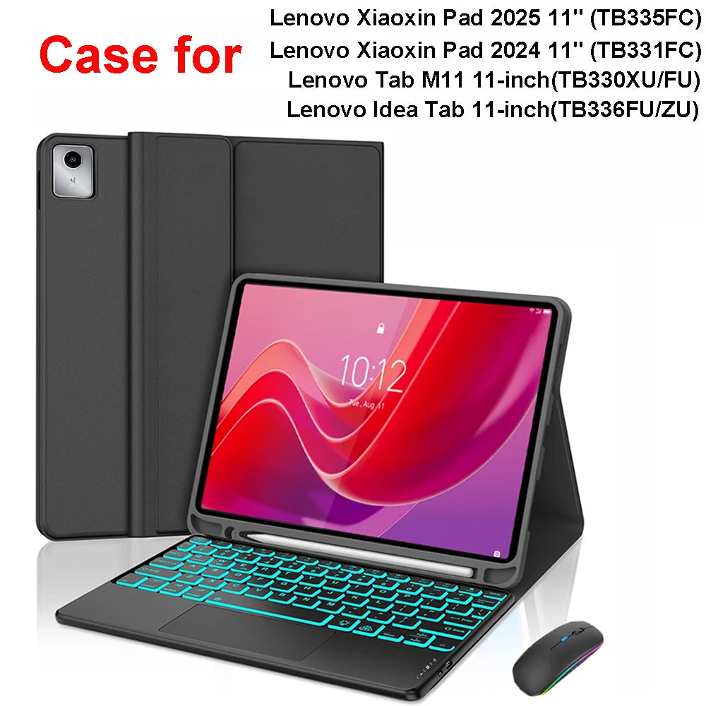Case for Lenovo Tab M11 11inch,Bluetooth Keyboard cover for Xiaoxin Pad 11 in 2024/2025,for Lenovo Idea Tab 11 Smart Stand Cover